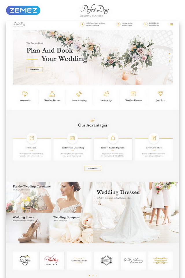 Perfect Day - Планирование свадьбы-Многостраничный шаблон HTML-сайта