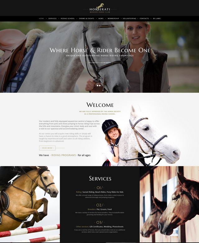 Horserati - Конный клуб-Многостраничный шаблон HTML-сайта